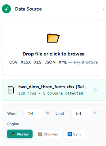 ThresholdIQ upload interface with drag and drop Excel file support